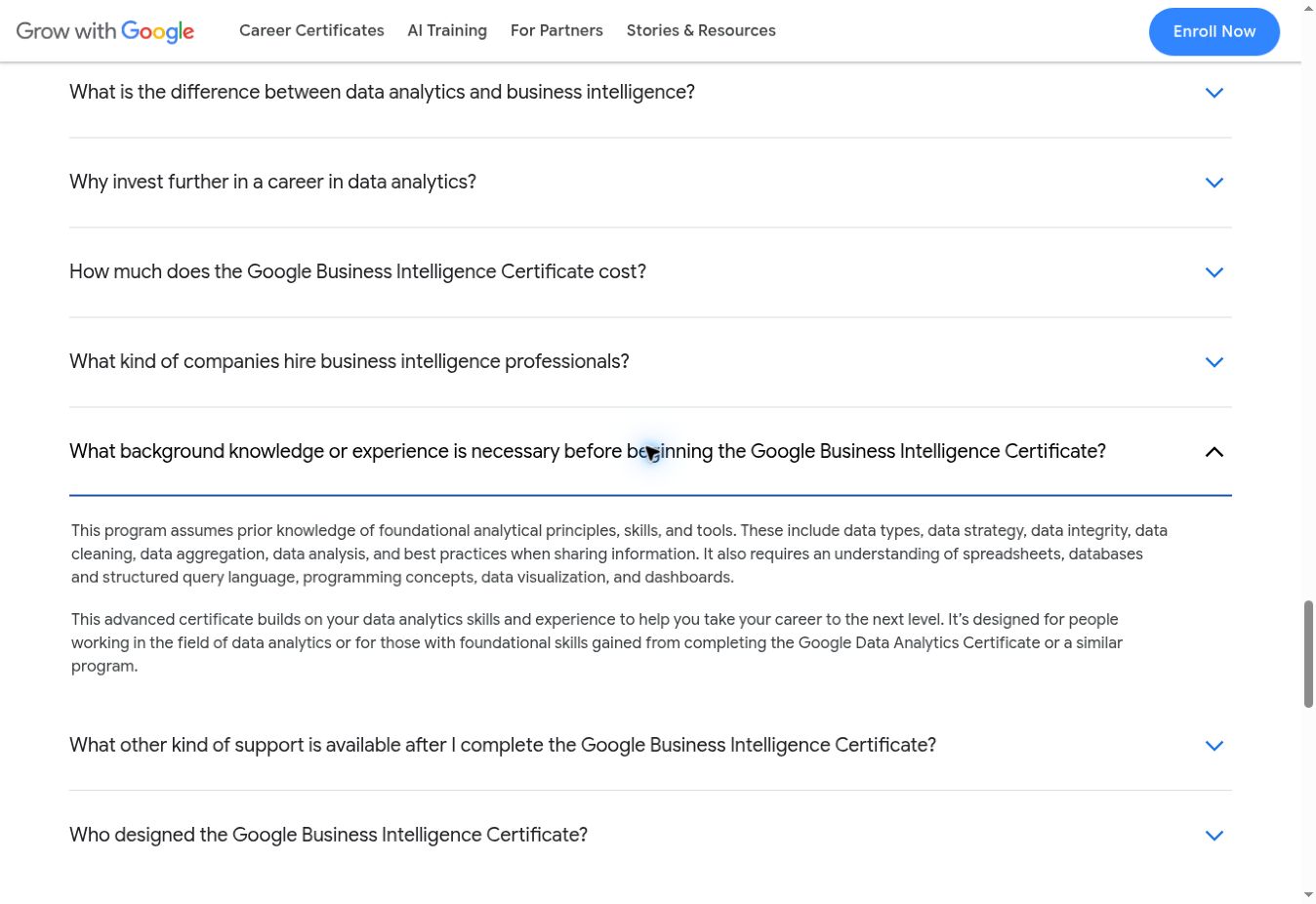 Google BI公式FAQの受講前提知識